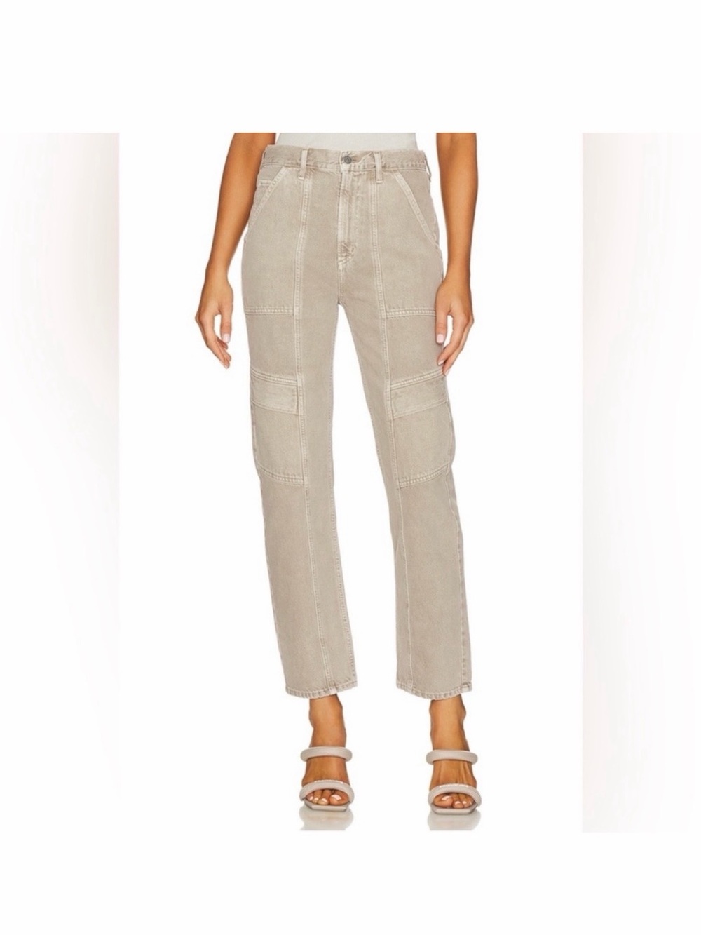 AGOLDE Taupe Straight-Leg Utility Jeans